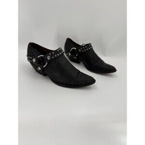 Vintage 80s Guess Georges Marciano Moto Booties BlackLeather Studded Harness 6.5